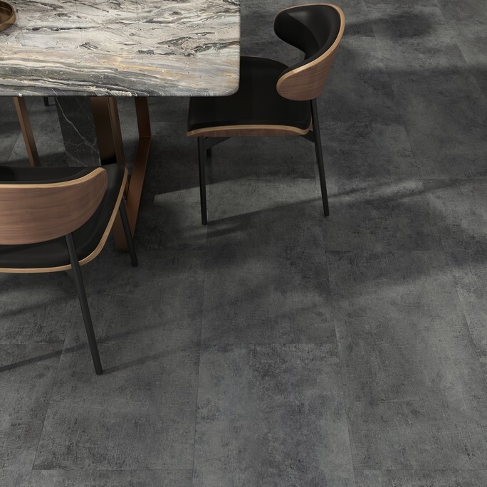 Кварцвиниловая плитка Evofloor клеевая Stone Glue Темный Бетон Dark Concrete SG 4-007 914×457×2,5 фото в интерьере